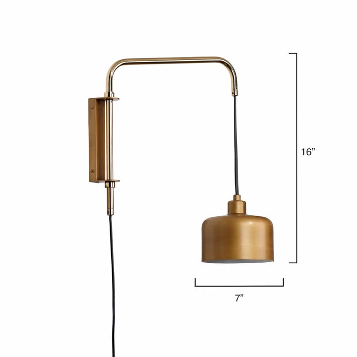 Jamie Young Jamie Young Inline Jeno Swing Arm Wall Sconce - Satin Brass - Available in 2 Sizes