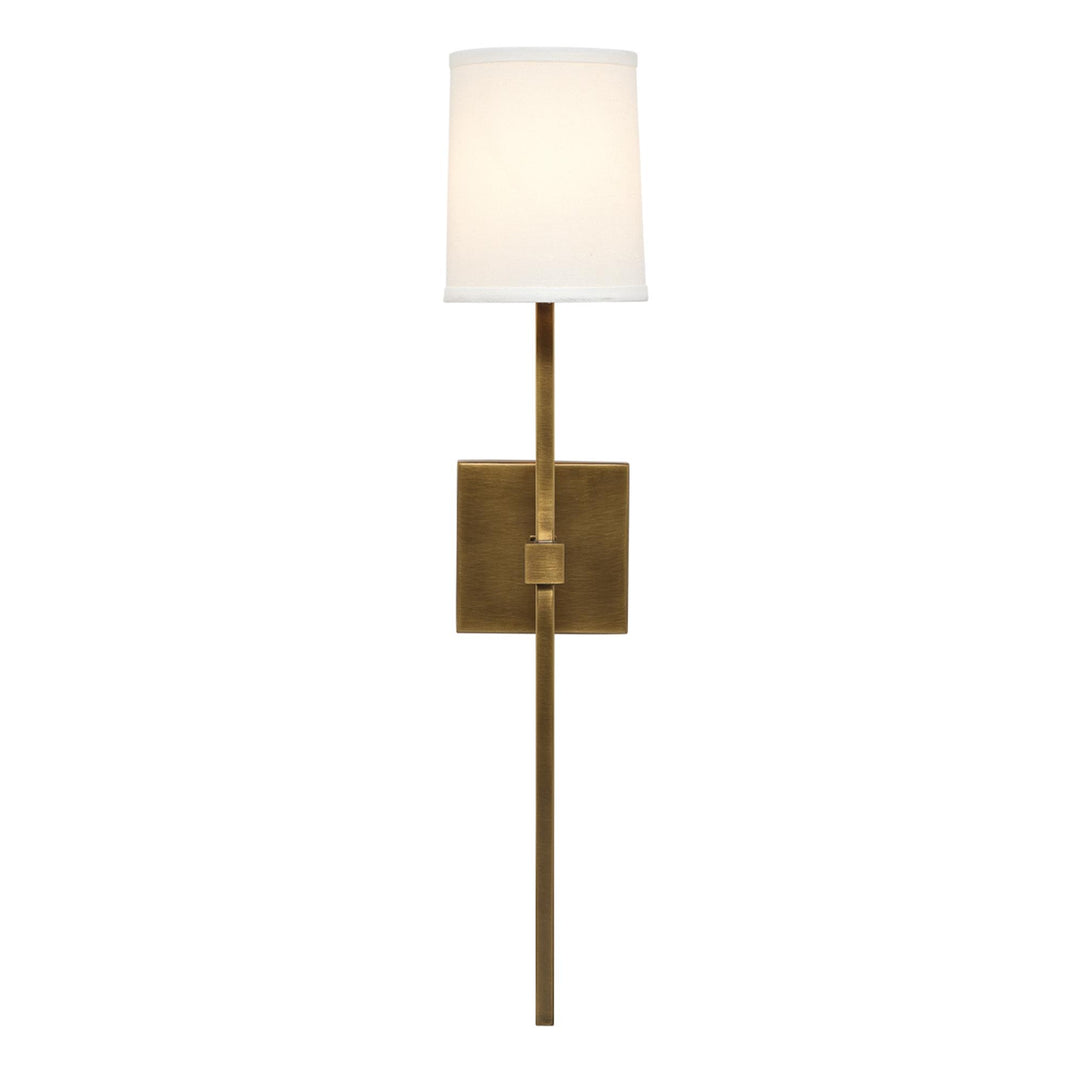Jamie Young Minerva Wall Sconce - Antique Brass & White Linen White Linen