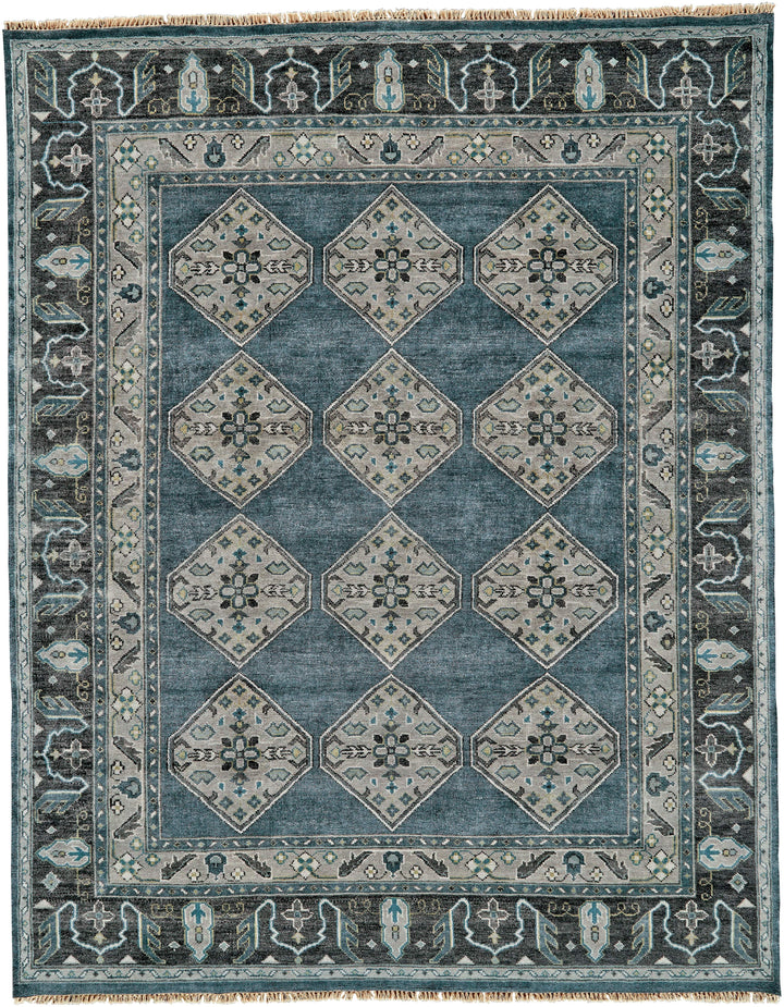 Feizy Feizy Ustad Taditional Persian Rug - Available in 6 Sizes - Indian Teal & Pewter Gray 5'-6" x 8'-6" 5226111FDBLGRYE50