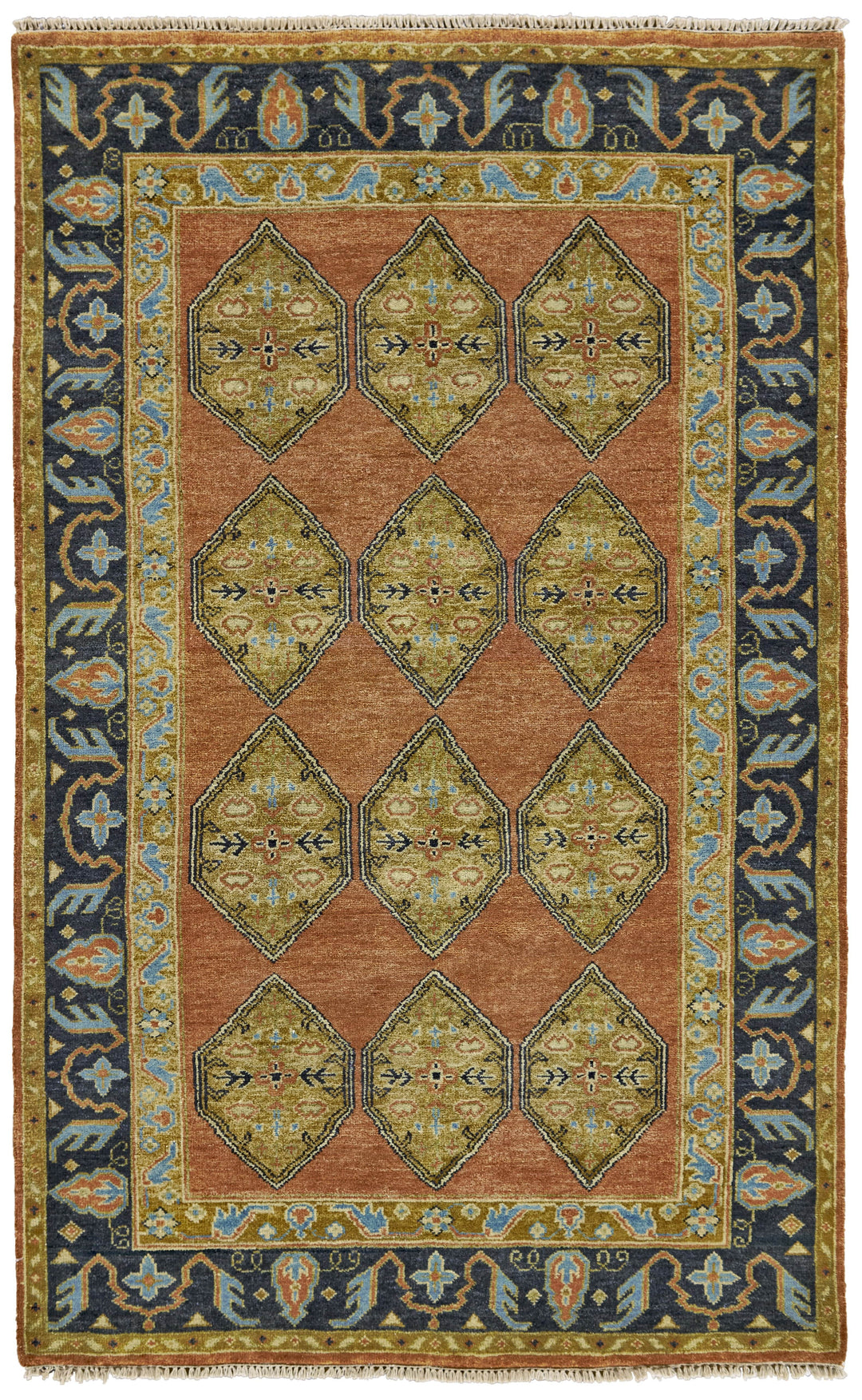 Feizy Feizy Ustad Taditional Persian Rug - Available in 6 Sizes - Rust & Golden & Sky Blue 5'-6" x 8'-6" 5226111FRSTCHLE50