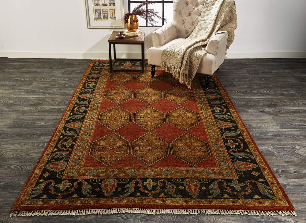 Feizy Feizy Ustad Taditional Persian Rug - Available in 6 Sizes - Rust & Golden & Sky Blue