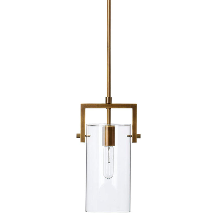 Jamie Young Jamie Young Inline Cambrai Pendant - Antique Brass & Clear Glass - Available in 2 Sizes Small: 10.5"h x 5.5"w x 5.5"d 5CAMB-SMBR