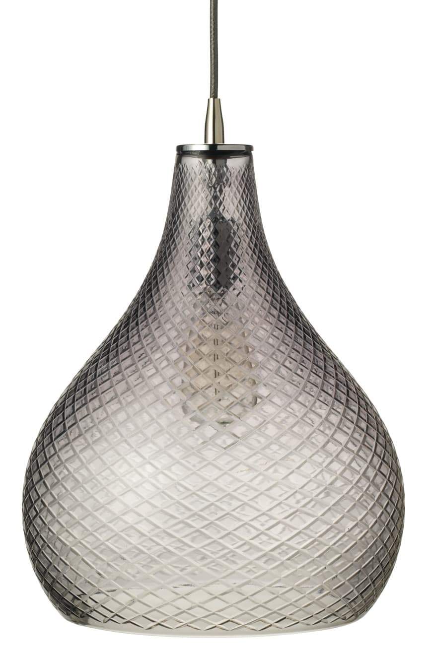 Jamie Young Jamie Young Large Cut Glass Curved Pendant in Gray Glass 5CGCURV-LGGR