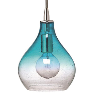 Jamie Young Jamie Young Small Curved Pendant in Aqua Seeded Glass 5CURV-SMAQ