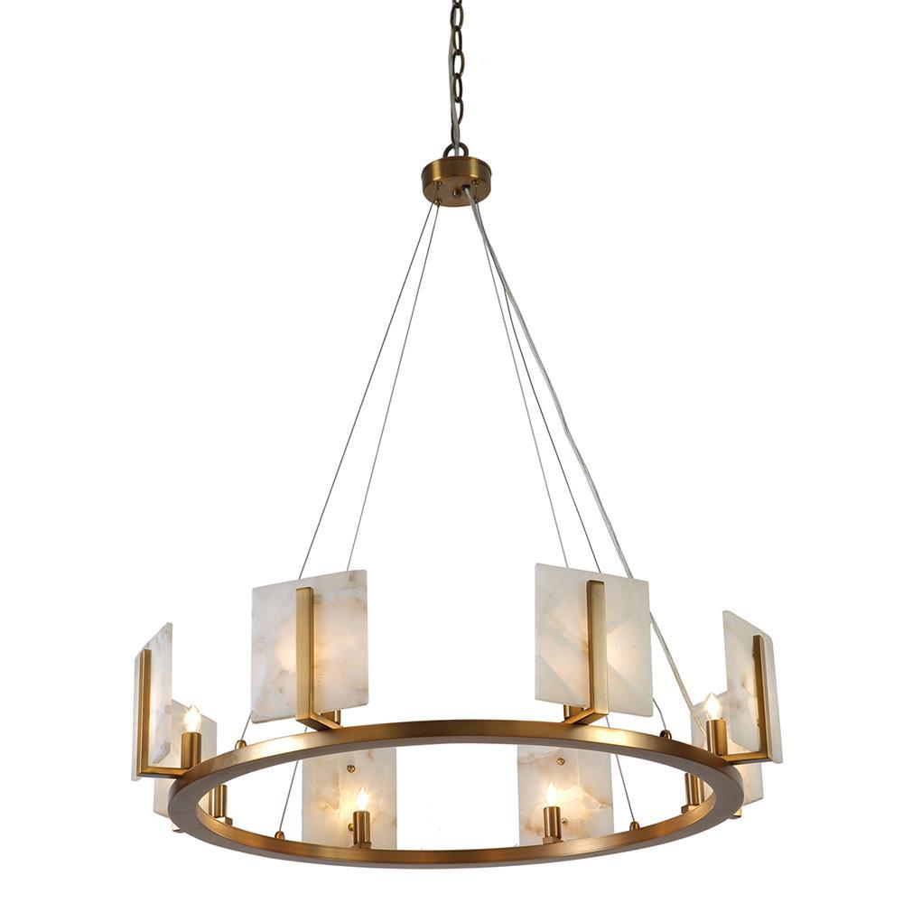 Jamie Young Jamie Young Halo Chandelier, Large in Antique Brass and Alabaster 5HALO-LGWH