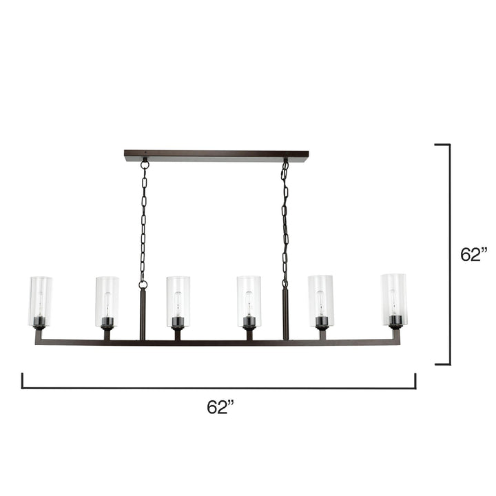 Jamie Young Linear 6 Light Chandelier - Oil Rubbed Bronze & Clear Glass Glass