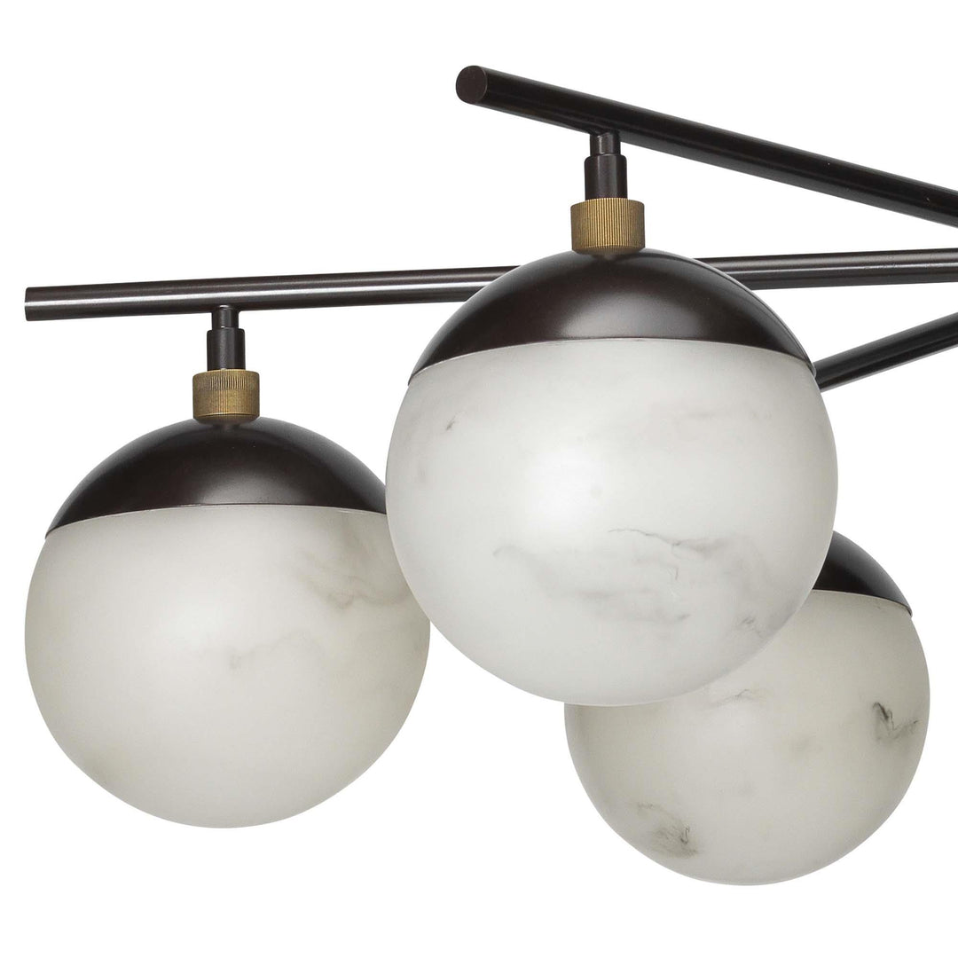 Jamie Young Metro 6 Light Chandelier - Faux White Alabaster and Oil Rubbed Bronze With Antique Brass Accents Faux Alabaster/Steel