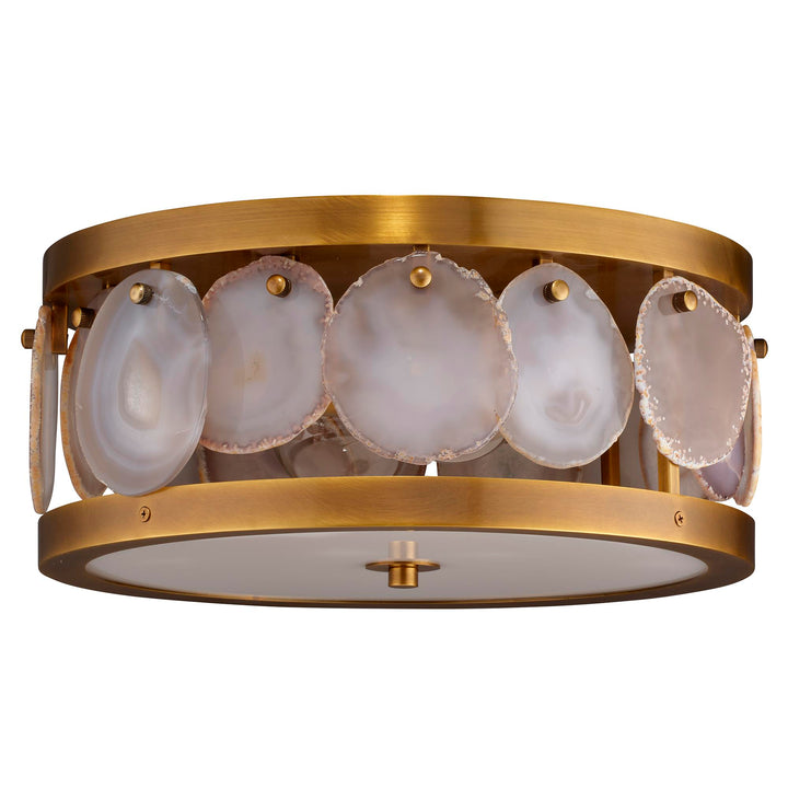 Jamie Young Small Upsala Agate Flush Mount Ceiling Light Antique Brass With Acrylic Diffuser