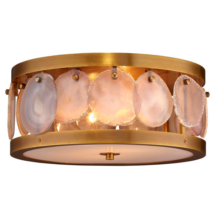 Jamie Young Small Upsala Agate Flush Mount Ceiling Light Antique Brass With Acrylic Diffuser