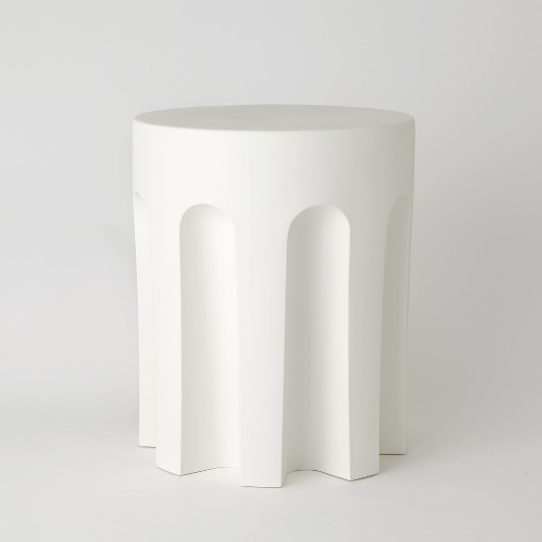 Global Views Arches Stool Table - White