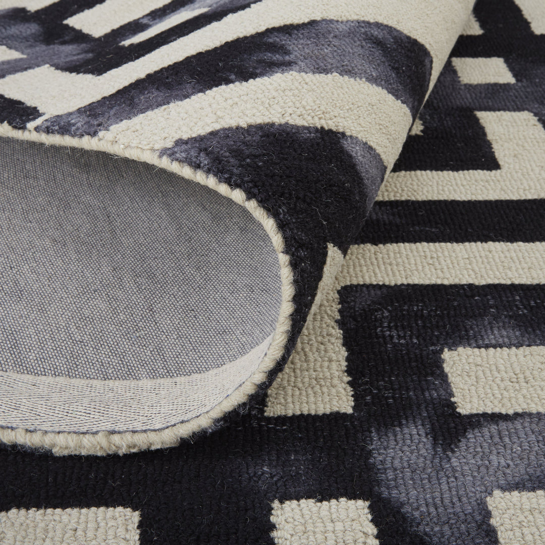 Feizy Feizy Lorrain Patterned Wool Rug - Noir Black Greek Key 3'-6" x 5'-6" 6108568FNOR000C50