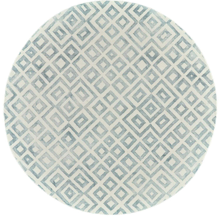 Feizy Feizy Lorrain Patterned Wool Rug - Available in 6 Sizes - Teal Green Diamonds 10' x 10' Round 6108572FMNR000N95