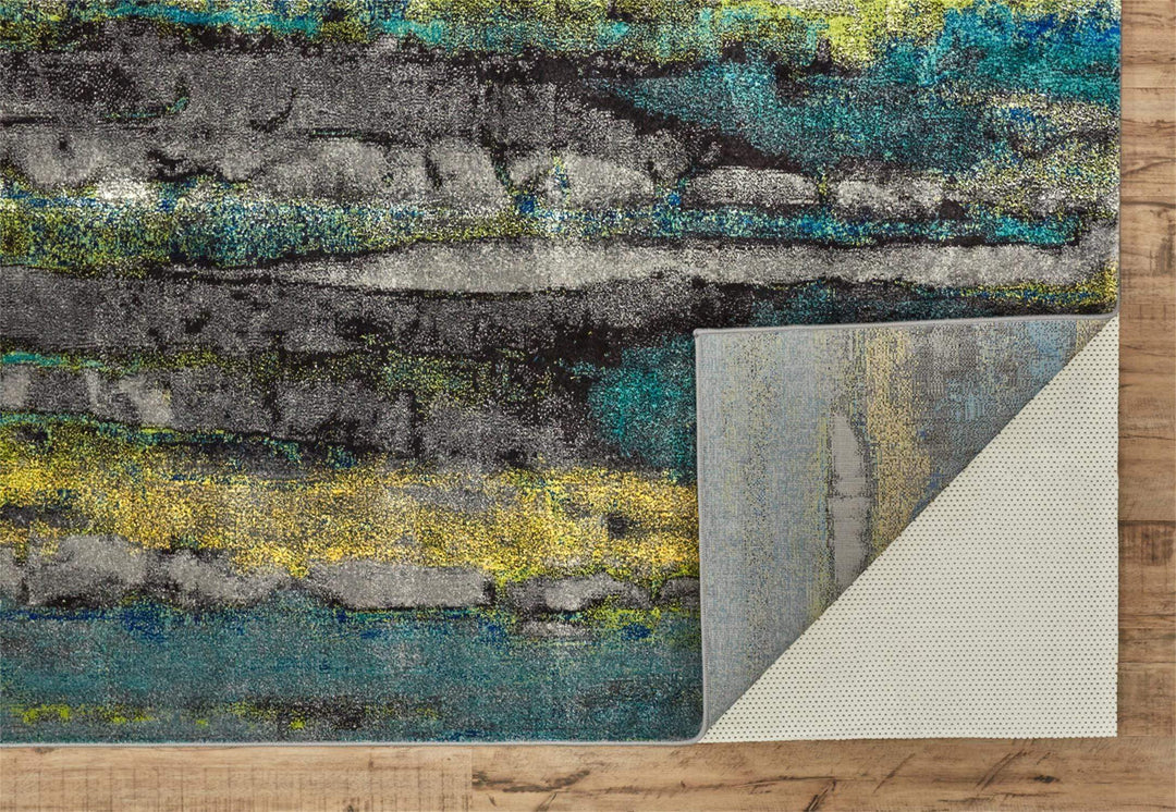 Feizy Feizy Brixton Contemporary Oil Slick Rug - Available in 10 Sizes - Teal Blue & Green