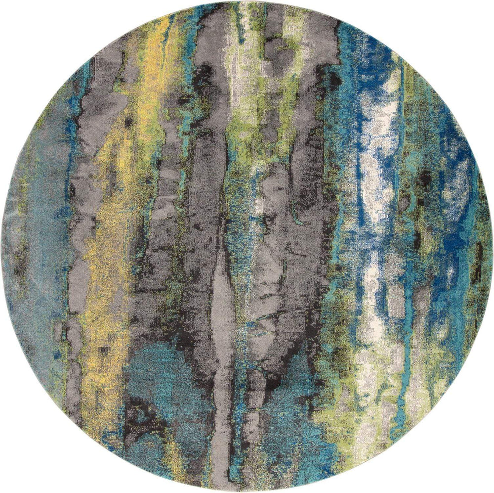 Feizy Feizy Brixton Contemporary Oil Slick Rug - Available in 10 Sizes - Teal Blue & Green 8' x 8' Round 6163606FAUR000N80