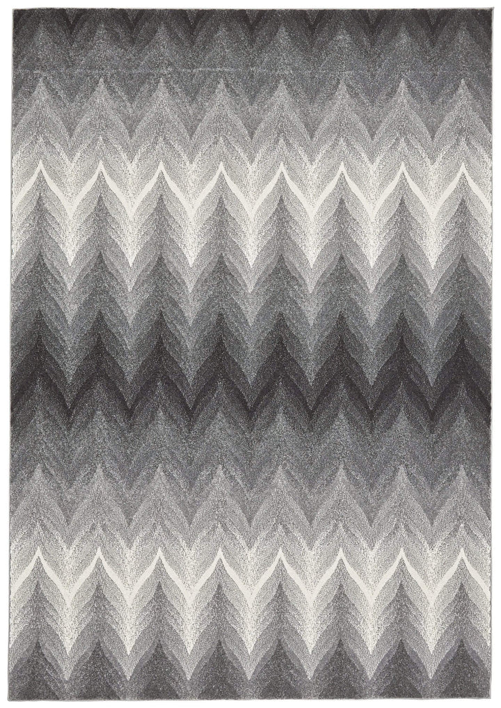 Feizy Feizy Bleecker Contemporary Chevron Rug - Available in 8 Sizes - Gargoyle Gray & White 4'-3" x 6'-3" 6173589FASH000C16