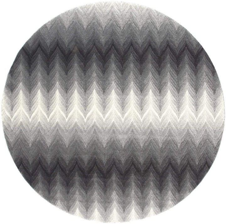 Feizy Feizy Bleecker Contemporary Chevron Rug - Available in 8 Sizes - Gargoyle Gray & White 8' x 8' Round 6173589FASH000N80
