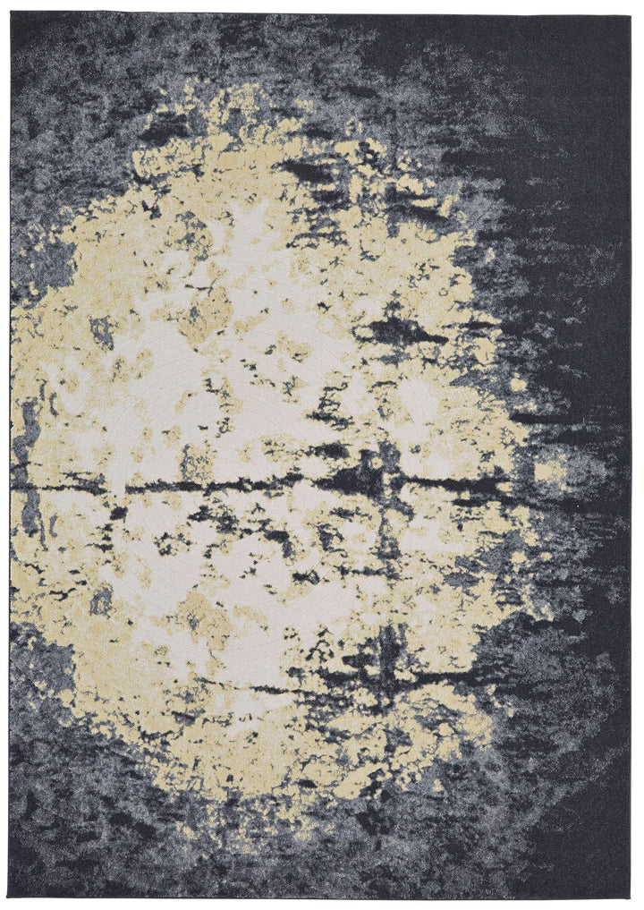 Feizy Feizy Bleecker Watercolor Effect Rug - Available in 8 Sizes - Graphite Gray & Straw Gold 4'-3" x 6'-3" 6173590FCHL000C16
