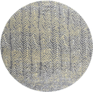 Feizy Feizy Bleecker Contemporary Chevron Rug - Available in 7 Sizes - Gargoyle Gray & Yellow 8' x 8' Round 6173604FGRT000N80