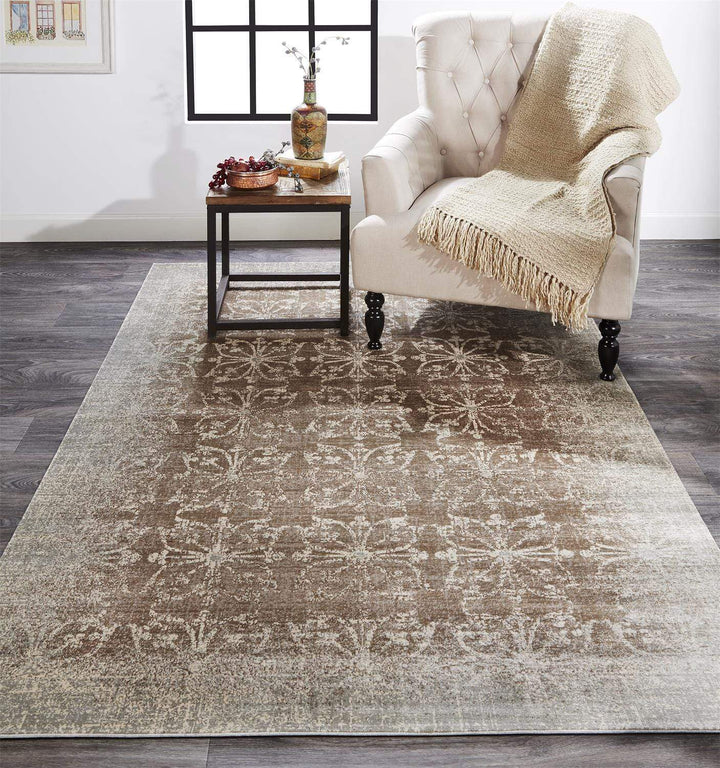 Feizy Feizy Fiona Distressed Ornamental Rug - Available in 5 Sizes - Gray & Rose Brown