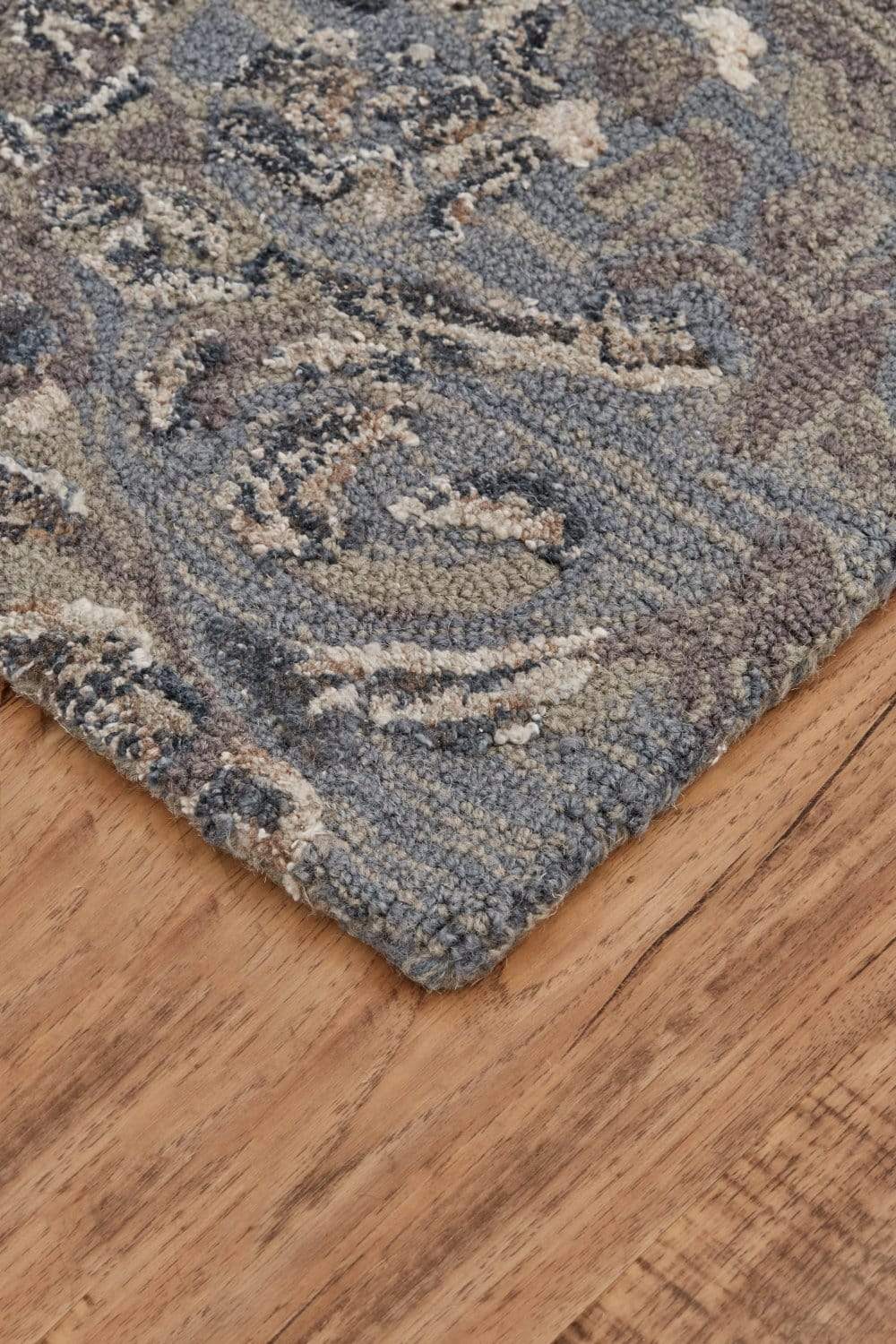 Feizy Feizy Tivoli Distressed Textured Wool Rug - Available in 5 Sizes - Blue Smoke & Taupe Gray