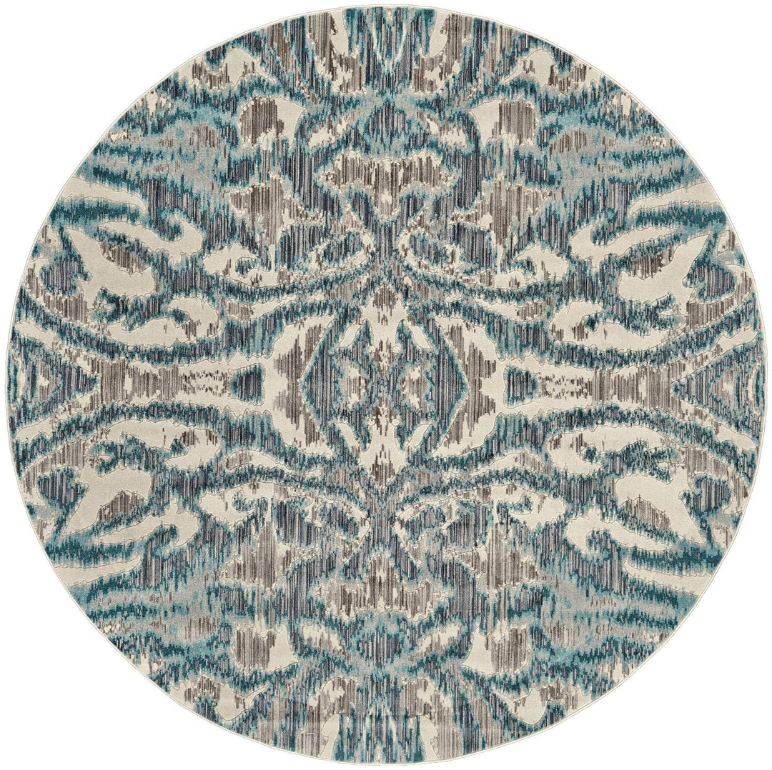 Feizy Feizy Keats Abstract Ikat Print Rug - Available in 8 Sizes - Aqua Blue Haze 8'-9" x 8'-9" Round 6523467FAQUHAZN89