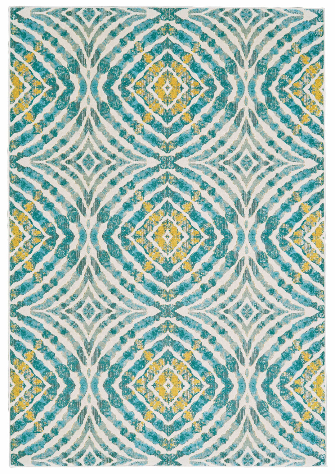 Feizy Feizy Keats Abstract Ikat Print Rug - Available in 8 Sizes - Teal Blue & Golden 2'-2" x 4' 6523469FTEL000A22