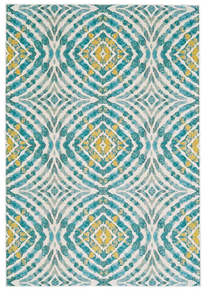 Feizy Feizy Keats Abstract Ikat Print Rug - Available in 8 Sizes - Teal Blue & Golden 2'-2" x 4' 6523469FTEL000A22