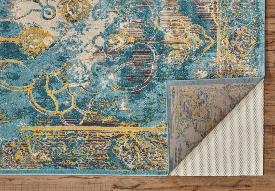 Feizy Feizy Keats Distressed Medallion Rug - Available in 8 Sizes - Capri Blue & Golden