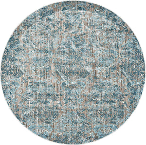 Feizy Feizy Keats Scroll Print Textured Rug - Available in 8 Sizes - Capri Ocean Blue 8'-9" x 8'-9" Round 6523475FAQU000N89