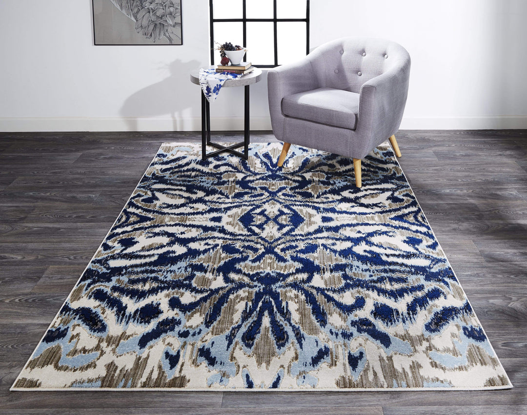 Feizy Feizy Milton Abstract Ikat Print Rug - Available in 8 Sizes - Classic & Ice Blue