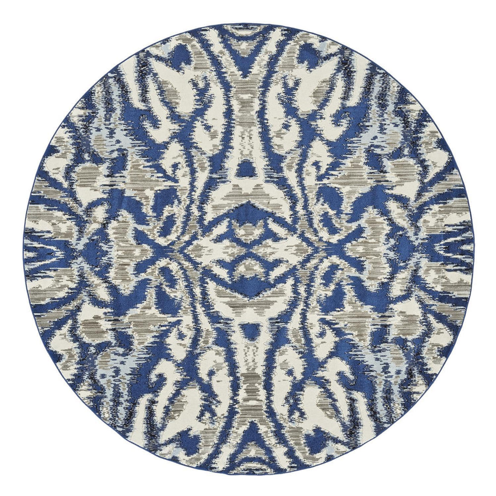 Feizy Feizy Milton Abstract Ikat Print Rug - Available in 8 Sizes - Classic & Ice Blue 8'-9" x 8'-9" Round 6533467FBHZ000N89
