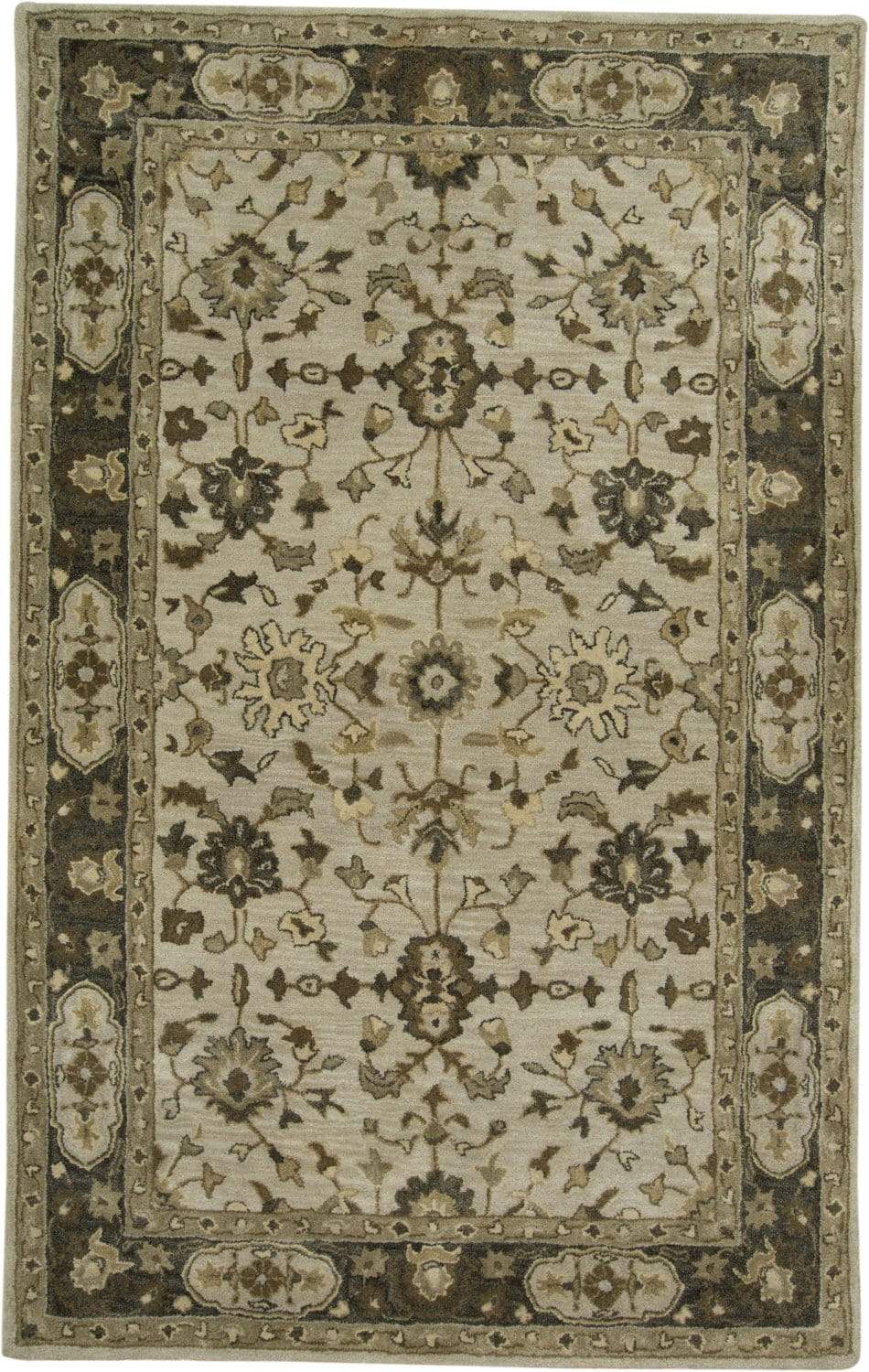 Feizy Feizy Eaton Traditional Persian Wool Rug - Available in 8 Sizes - Gray & Beige 3'-6" x 5'-6" 6548399FGRY000C50