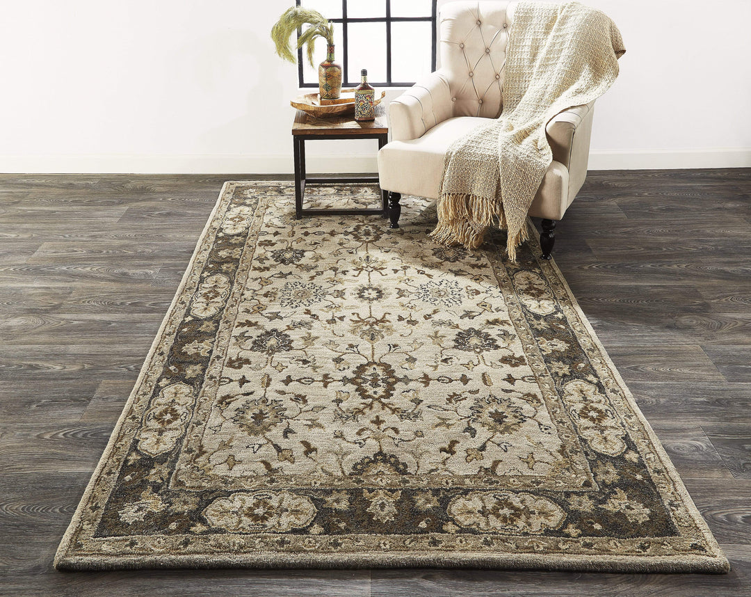Feizy Feizy Eaton Traditional Persian Wool Rug - Available in 8 Sizes - Gray & Beige