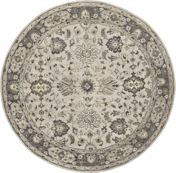 Feizy Feizy Eaton Traditional Persian Wool Rug - Available in 8 Sizes - Gray & Beige 8' x 8' Round 6548399FGRY000N80