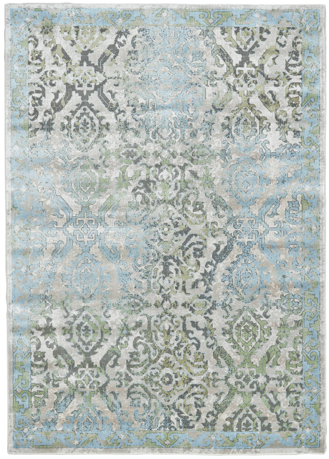 Feizy Feizy Katari Damask Print Rug - Available in 8 Sizes - Turquoise Blue & Mint 4'-3" x 6'-3" 6613374FICEBIRC16