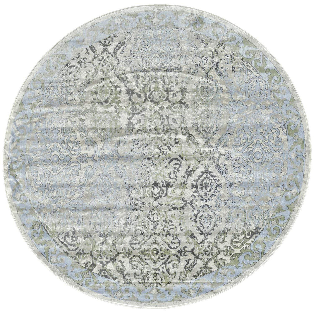 Feizy Feizy Katari Damask Print Rug - Available in 8 Sizes - Turquoise Blue & Mint 8' x 8' Round 6613374FICEBIRN80