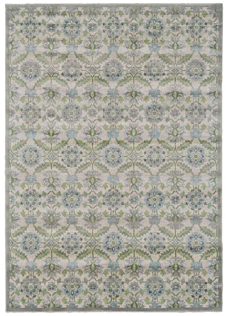 Feizy Feizy Katari Ornamental Floral Rug - Available in 8 Sizes - Turquoise Blue & Sage 4'-3" x 6'-3" 6613375FBIRTPEC16
