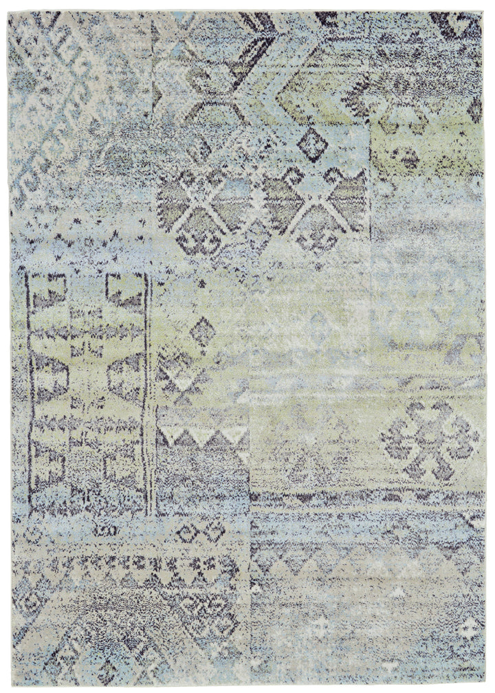 Feizy Feizy Katari Tribal Print Rug - Turquoise Blue & Mint