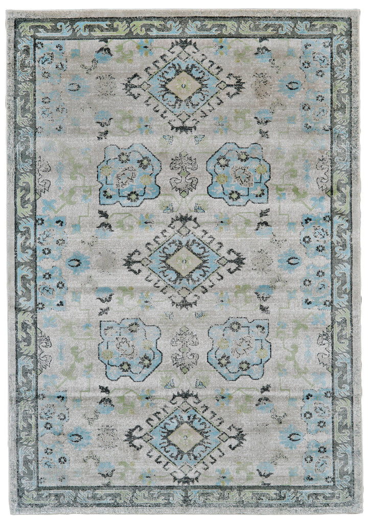 Feizy Feizy Katari Tribal Medallion Rug - Available in 8 Sizes - Turquoise Blue & Mint 4'-3" x 6'-3" 6613378FBIRSTEC16