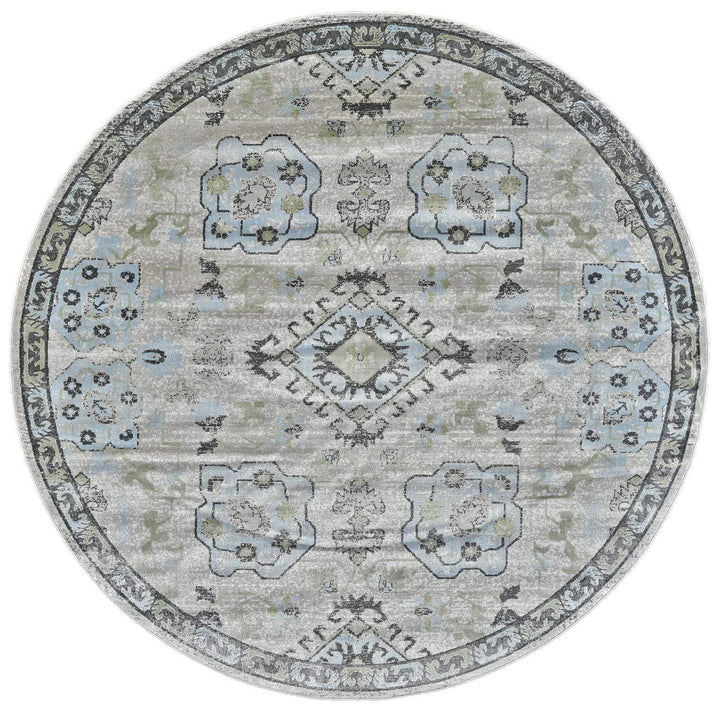 Feizy Feizy Katari Tribal Medallion Rug - Available in 8 Sizes - Turquoise Blue & Mint 8' x 8' Round 6613378FBIRSTEN80