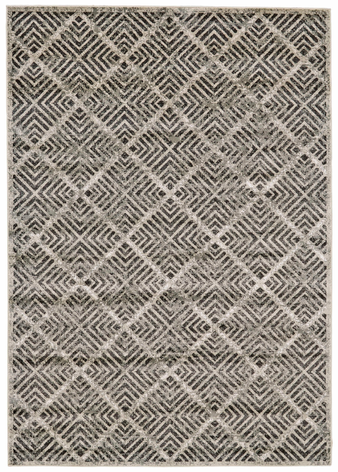 Feizy Feizy Katari Distressed Geometric Rug - Available in 8 Sizes - Gray & Taupe 4'-3" x 6'-3" 6613380FCASTPEC16