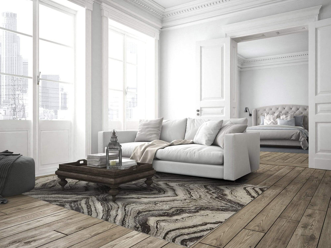 Feizy Feizy Katari Geode Print Rug - Available in 8 Sizes - Gray & Silver