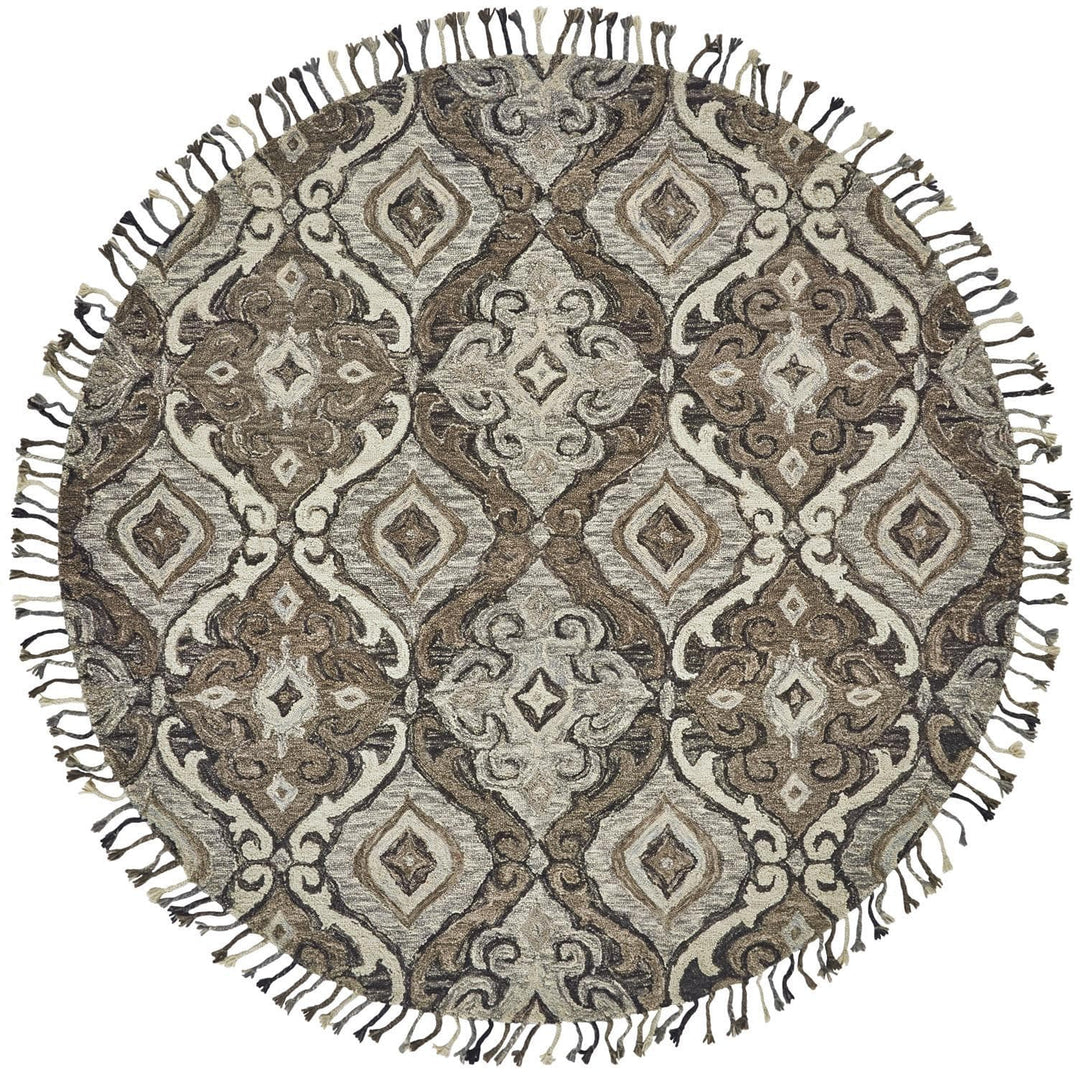 Feizy Feizy Abelia Tufted Suzani Wool Rug - Available in 4 Sizes - Warm & Light Gray & Beige 8' x 8' Round 6648676FIVYGRYN80