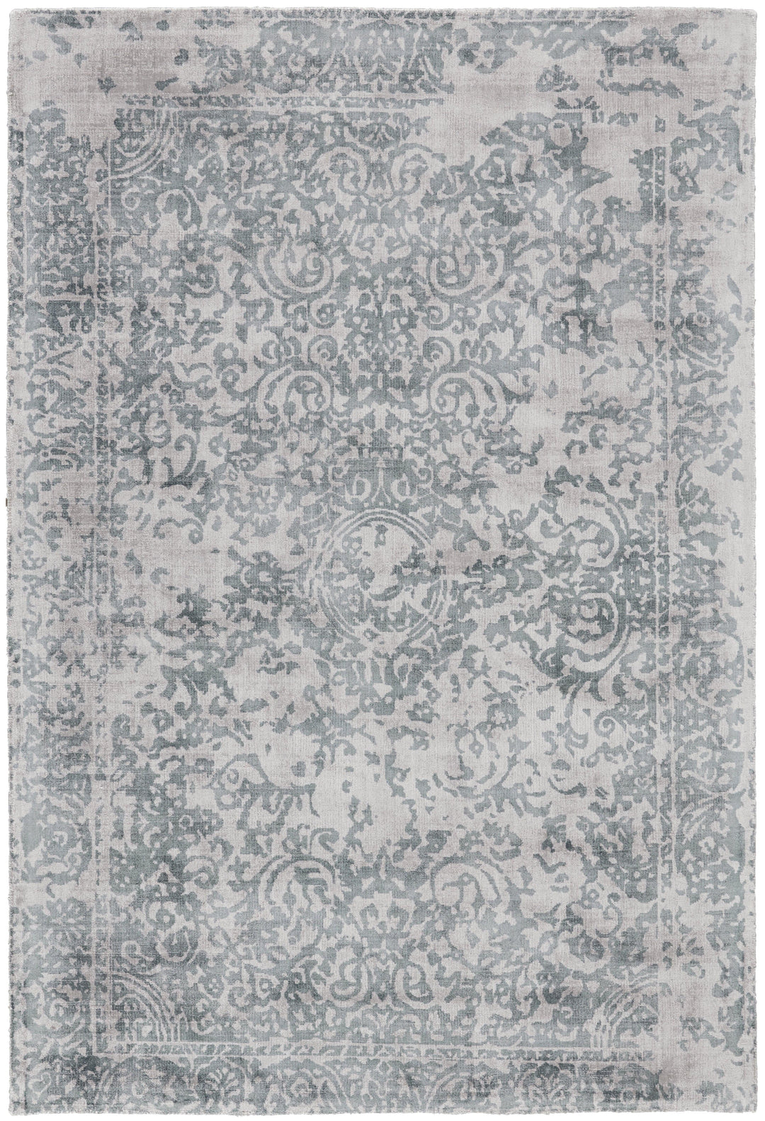 Feizy Feizy Nadia Distressed Damask Rug - Available in 4 Sizes - Blue & Gray Mist 3'-6" x 5'-6" 6678383FICE000C50
