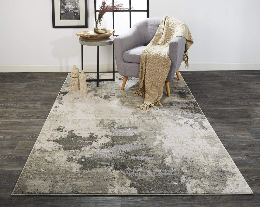 Feizy Feizy Prasad Contmporary Watercolor Rug - Available in 5 Sizes - Ivory & Light Gray