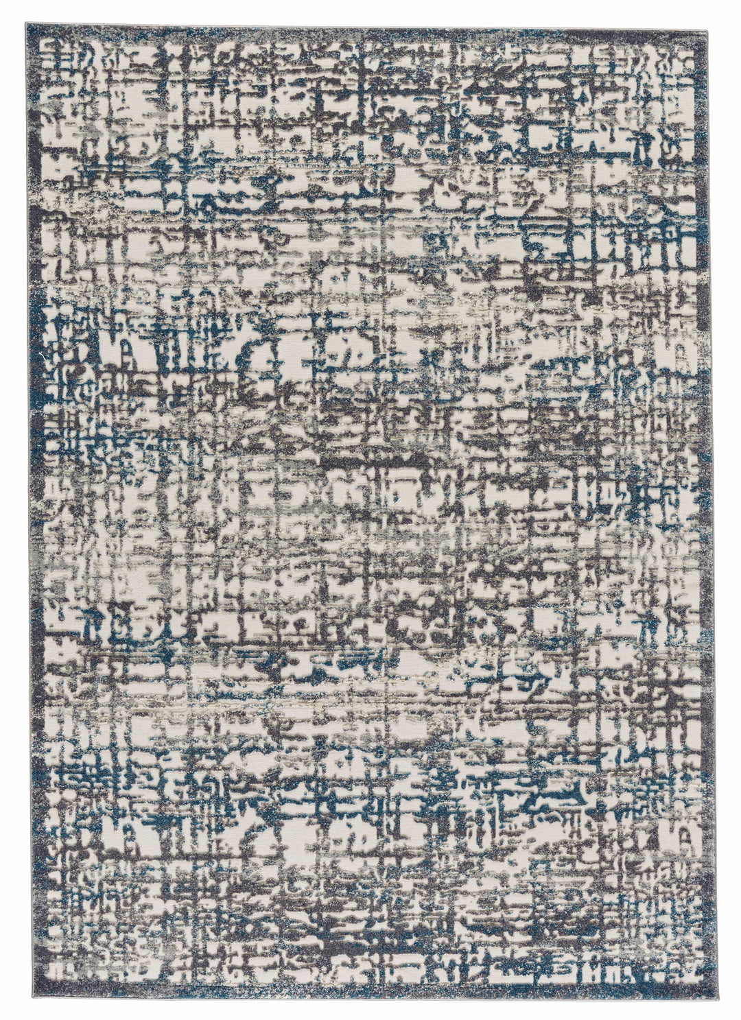 Feizy Feizy Akhari Textured High-Low Rug - Available in 5 Sizes - Deep Teal Blue & Ivory 5' x 8' 6713677FGRYTQSE10