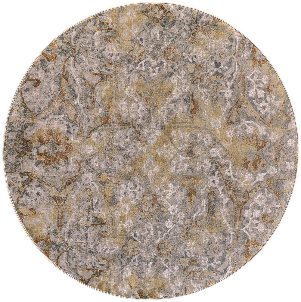 Feizy Feizy Cannes Lustrous Abstract Rug - Available in 6 Sizes - Pewter Gray & Honey Gold 8' x 8' Round 6723685FGRYYELN80