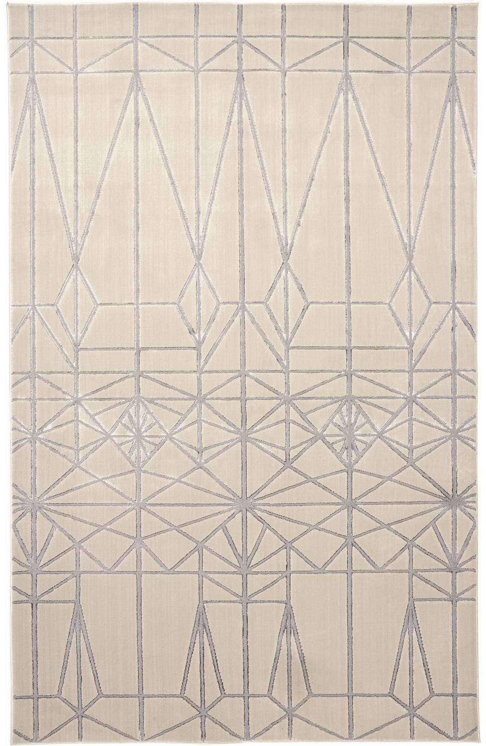 Feizy Feizy Micah Art Deco Architectural Rug - Available in 6 Sizes - Ivory Bone & Silver 5' x 8' 6943045FIVYSLVE10