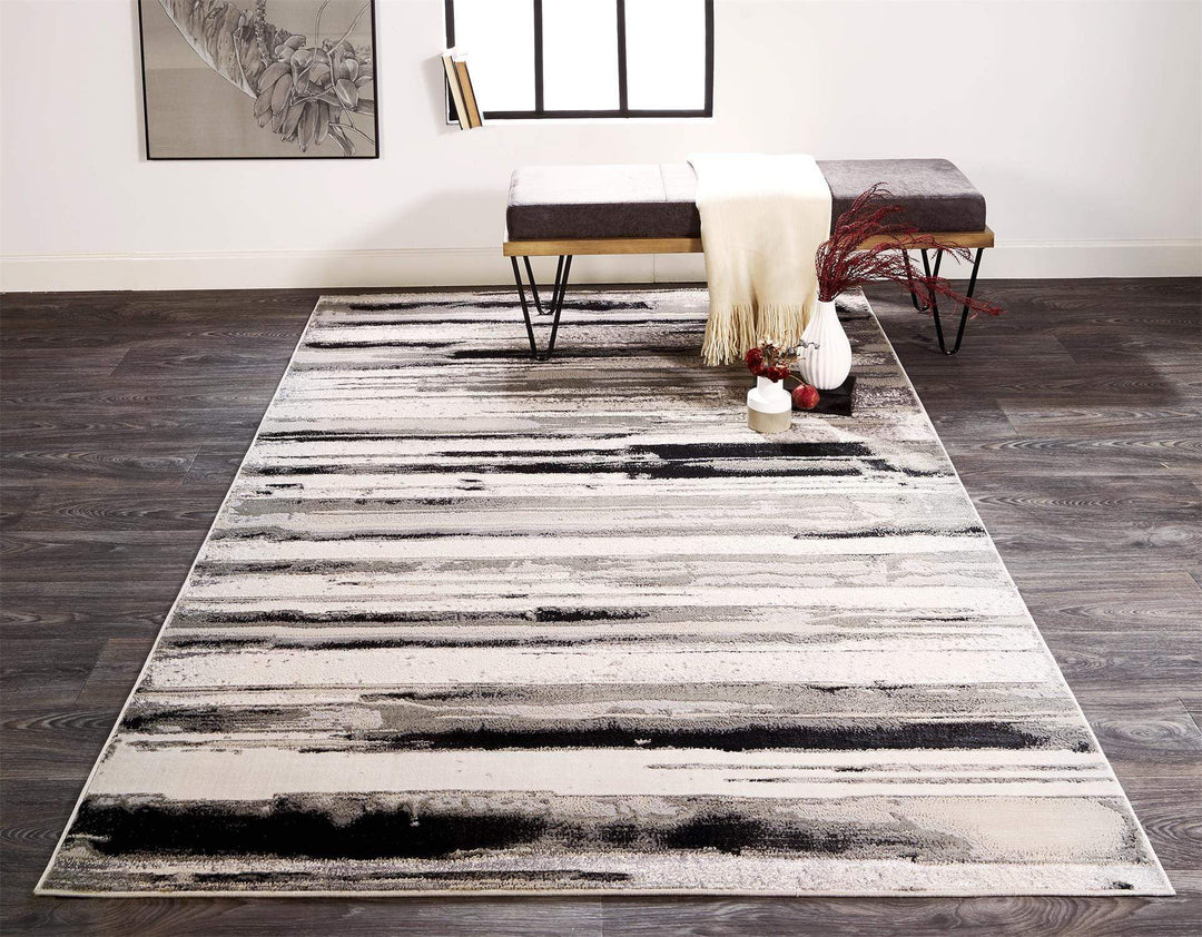 Feizy Feizy Micah Modern Metallic Gradient Rug - Available in 7 Sizes - Silver & Black