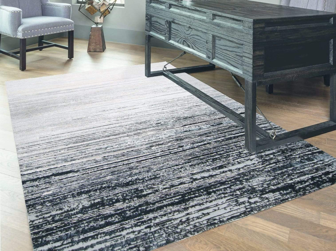 Feizy Feizy Micah Gradient Textured Metallic Rug - Available in 6 Sizes - Black & Silver Gray